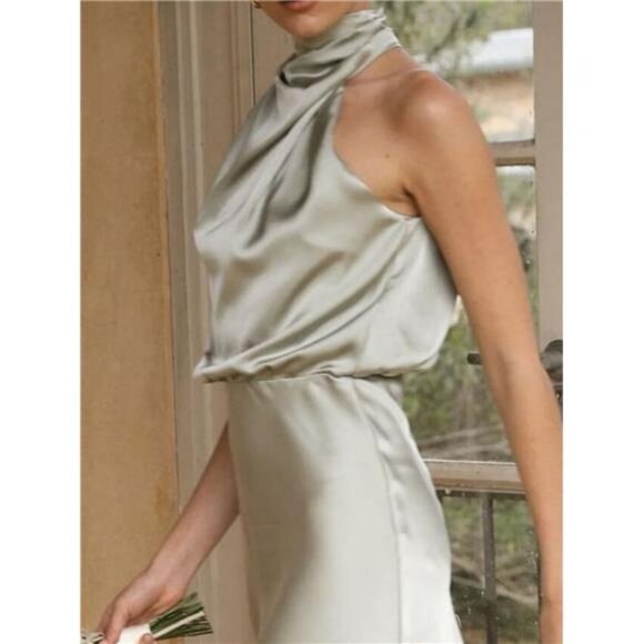 Asymmetrical Ruched Sleeveless Midi Dress - Picture 6 of 15